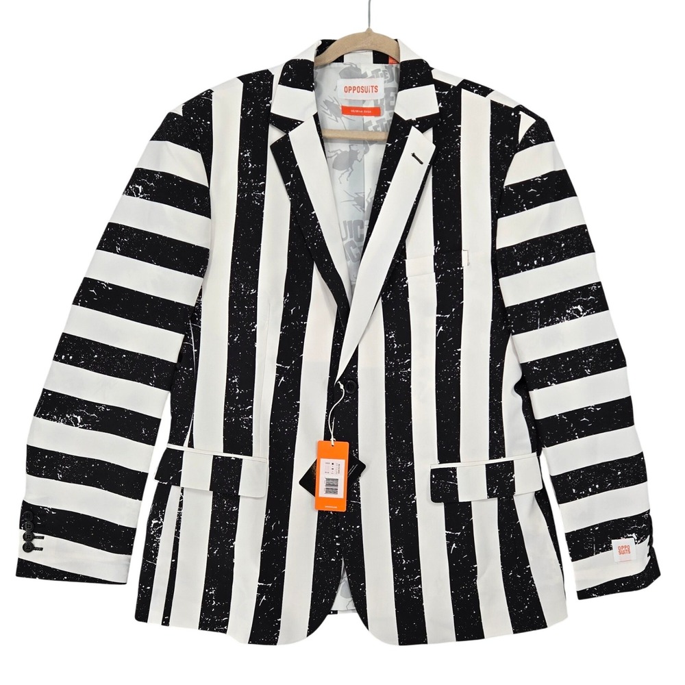 OppoSuits NEW 46 Beetlejuice Striped Blazer Mens Goth Halloween Costume Jacket